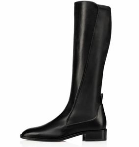 Winter Capahutta Women Boots Boots Black Calf Leather Red Designer Knee Boot مدببة من Tee Stiletto كعب سيدة مكتنزة نابضة بالدراجات النارية حفل زفاف 35-43