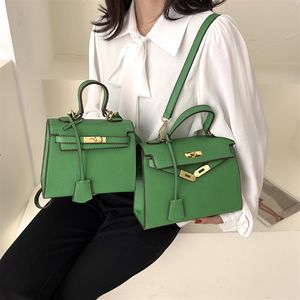 Fábrica inteira bolsa feminina atmosfera elegante litchi padrão portátil sacos de ombro verde moda ombros bolsas coringa leathe315i