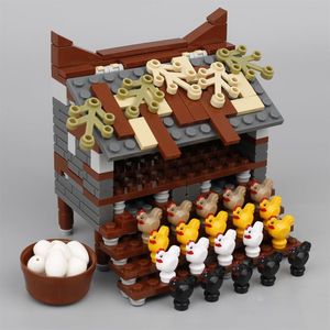 MOC Farm House Building Blocks Città Animale Pollo Pianta fai da te Uova Minifig Accessori Parti Modello alimentare Mattoni Giocattolo per bambini C1245t