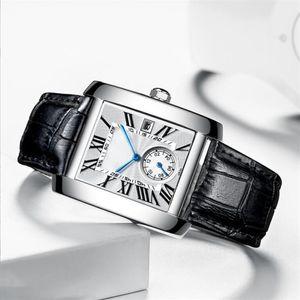 Miłośnicy mody Na rękę dla kobiet mężczyzn Square Luksusowe zegarki damskie Casual Watch Słynna marka czarna skórzana rzymska tarcza BR265X