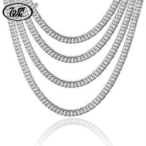 Wk äkta 925 Sterling Silver Cuban Curb Men Chain Necklace Hip Hop Rapper Mens Chains 4mm 5mm 6mm 7mm 18 20 22 Inch W9 NM003297M