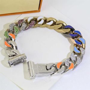 Bracciale di design in acciaio al titanio con diamanti Braccialetti unisex Hip Hop Catene di personalità di alta qualità Gioielli di moda Supp2660