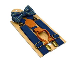 Children Adjustable lattice Suspenders baby plaid Bow Tie Fashion Braces Kids Strap clip with Bow Tie 12 colors Belts