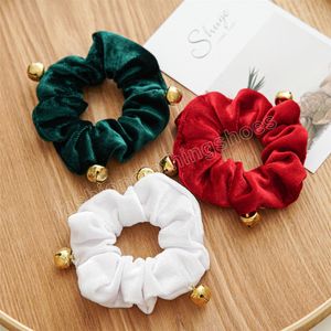 New Christmas Hair Rope Fashion Vintage Simple Hair Accessories Rubber Band With Bell Red Green Hair Ring Scrunchies