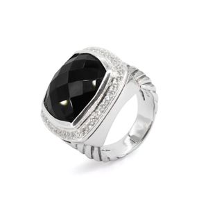 Brand Women's Purnings 925 Sterling Silver 17 mm Blue Topaz Black Onyx Turquoise Smoky Quartz AMethyst Pierścień dla kobiet297x