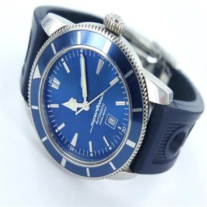 Nytt Superocean Heritage 46mm A17320 Blue Dial Mens Mechanical Automatic Watch Rubber Mens Sport Wrist Watches251y