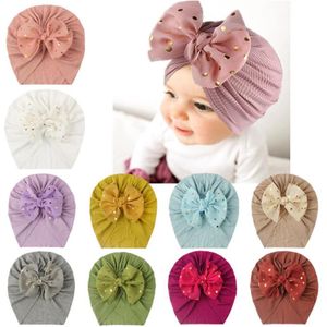 Berretti Cappelli Solido Fiore Fiocco Cappello da bambino Berretto per bambini Born Girls Pografia Puntelli Beanie Turbante Infant245g