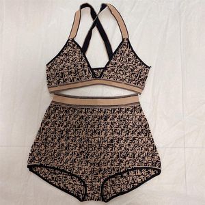 Sexy Knitted Bikini Swimwear Thong Bathing Suit Women High Waist Crochet Swimsuit With Letter257M