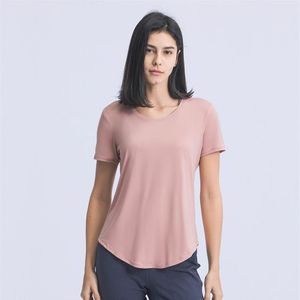 L-54 Abbigliamento fitness estivo per yoga Donna Top sportivo da corsa T-shirt semplice e ampia per levigatura Pantaloncini a maniche corte Leggero e traspirante Panno da palestra223L