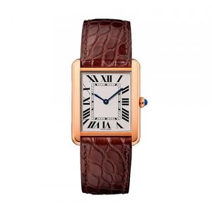 여성 시계 새로운 탱크 시리즈 최고의 패션 캐주얼 27mm 24mm 실제 가죽 쿼츠 Montres Ultra Thin Lady Wristwatches272g