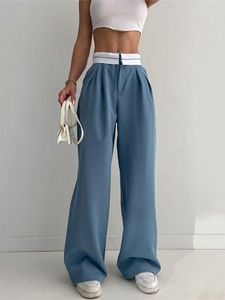 Pantaloni da donna Casual a vita alta moda dritta per le donne 2023 tendenza estiva pantaloni lunghi oversize a gamba larga solidi Lady Chic