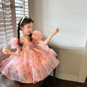 Abiti da ragazza RiniLucia 2023 Summer Baby Girl Dress Stampa floreale Cute Princess Bambini Bambini Party Girls Clothes Vestido 230909