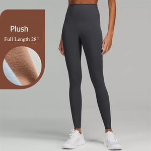 Ll cintura alta de pelúcia 28 calças de yoga de lã mulheres outono inverno fitness leggings grossos comprimento total elástico hip elevador em forma de t se287c