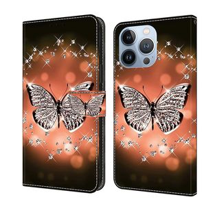 Роскошные чехлы для телефонов со стразами для Iphone 15 Pro Max plus 14 13 12 Crystal Butterfly Anti Drop Apple Case Защитные полные чехлы из искусственной кожи Чехол Держатель для карт Кошелек Стиль