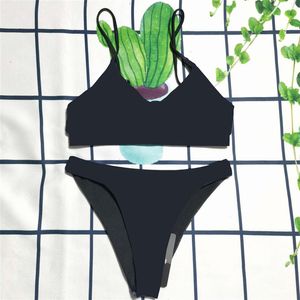 Schwimmen Tragen Gleitet Badeanzug Bikini Set Frauen Zwei-stück Bademode Mit Pads Badeanzüge Kleinen Buchstaben Sexy214n