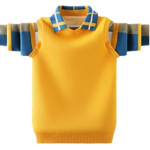 Pullover barn tröja 4 15 t mode gitter design barn varm jacka inner fleece för tonåring pojke polo collat ​​stickad kappa 230909