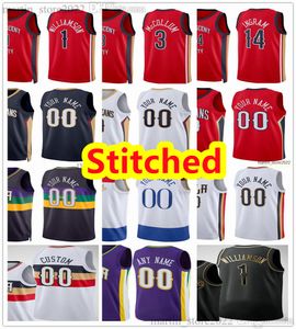 Costurado Zion Basketball Williamson Jerseys CJ McCollum Brandon Ingram Jonas Valanciunas Larry Nance Jr.