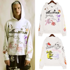 Tasarımcı Hoodie Hellstar Erkek ve Kadın Kapşonlu Sweatshirt Bayan Hellstar Logo Baskı Hoodie American Rainspeaker Pants 2023