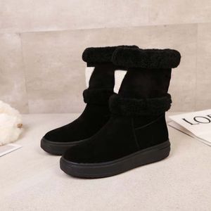 Snowy-Stiefel für Damen, Designer-Stiefel aus warmem Leder, hochwertig, lässig, kurze Stiefel mit dicker Sohle, Nerzhaar-Stiefel mit mittellangen Ärmeln