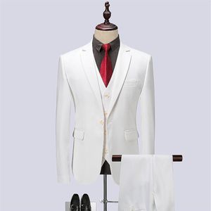 3pc Anzug Männer Hohe Qualität Weiß Slim Fit Hochzeit Anzüge Für Männer Business Formal Wear Eine Taste Gentlement Smoking party Kleid 6XL2083