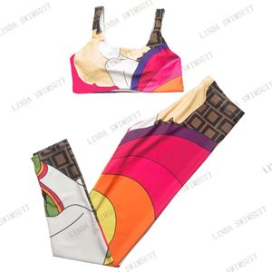 Trajes de yoga para mujer Leggings sexy Diseñadores de lujo Traje de gimnasia Sujetadores y pantalones Conjuntos de empalme Color Letras completas Imprimir Deportes viste an2516