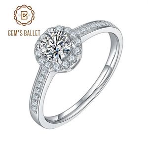 Anelli a grappolo GEM'S BALLET Moissanite Engagment Argento sterling 925 0 5Ct VVS1 Anello con diamanti per le donne Gioielli da sposa208a