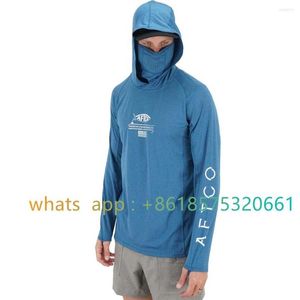 Hunting Jackets Aftco Fishing Hoodie Shirt For Men And Women Long Sleeve Hiking With Mask Uv Neck Gaiter Top294l