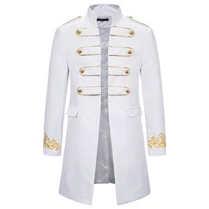 Bianco Colletto alla coreana Ricamo Giacca Sportiva da Uomo Abito Militare Smoking Giacca da Discoteca Stage Cosplay Masculino 2109042265