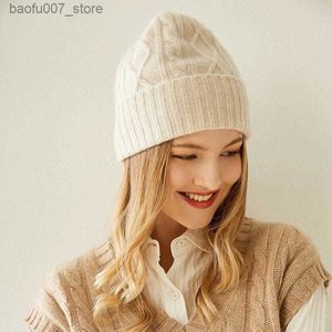 Beanie/Skull Caps Beanies Beanie/Skull Caps Goat Cashmere Knitted Headgears Women 2023 Soft And Warm Thicker Hats For Girls Winter Autumn 3Colors Fashion Q230909