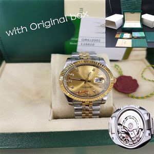 Orijinal Box ile Luxury Man Watch Gold 18K Tarih Just Diamond Çerçevesi 41mm Otomatik Erkek Erkekler İzle 2813 20232989