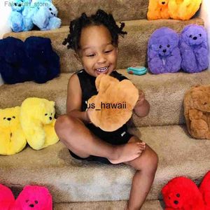 Hausschuhe Hausschuhe Neue Farbe Teddybär-Kinderhausschuh, geeignet für 5-10-Jährige, Kinderhaus, Schlafzimmer, Pelzhausschuh für Jungen und Mädchen 0217V23 Q230909