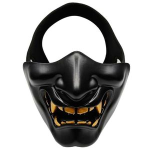 Party Masks Halloween Costume Cosplay Half Face Evil Demon Grimace Kabuki Samurai Prajna Hannya Oni Tactical Mask3154