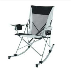 Camp Furniture Ozark Trail Tension 2 in 1 Mesh Rocking Camp Chair Gray and Black Detachable Rockers Adult camping chairs folding chair HKD230909