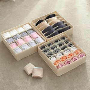 Aufbewahrungsboxen Luluhut Waschbare Unterwäschebox Faltbar 7/16/24 Gitter BHs Socken Schublade Organizer Multifunktions Home241n