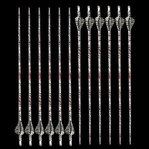 12PCS Linkboy Archery Spine 400 Zebra Pattern Carbon Arrow Shaft 32'' ID6 2mm Compound Traditional Bow Hunting Shooting331H