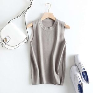 Spring Casual Vest Style Womens Clothing Pure Color Bottom Knitted