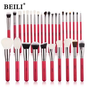 Makeup Tools BEILI Red Natural Brushes Set 11 30pcs Foundation Blending Powder Blush Eyebrow Professional Eyeshadow brochas maquillaje 230909