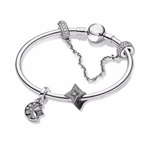 2023 Neues 925 Silber Stern Mond Armband für Frauen Designer Ohrringe Diamant Anhänger DIY fit Pandoras Halskette Offener Armreif Luxus Party Schmuck Hochwertiges Geschenk
