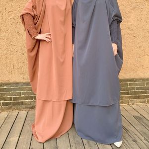 Roupas étnicas 2023 Moda Mulheres Dubai Turquia Manga Longa Big Hem Cor Sólida Robe Foundation Pacote Feminino Vestido