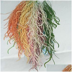 Decorative Flowers Wreaths 4 Pcs/Lot 1.2M Artificial Plastic Glun Willow Leaf Vine Wall Hanging Wedding Decor Home Decoration Acce Otgo2