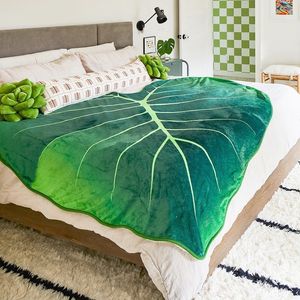 Filtar Super Soft Giant Leaf Filt för sängbäddsoffa Glorim Plant Home Decor kastar varm handduk Cobertor Julgåva 230909