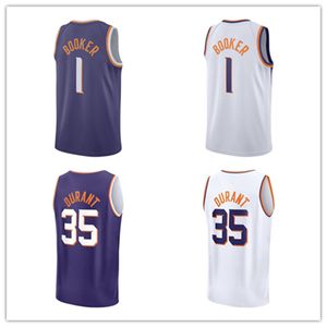 Kevin Durant 35 Trikot Phx Devin Booker 1 2023/24 Lila Weiß Trikots Basketball Herren genähtes Trikot S-XXL Mix Match Order