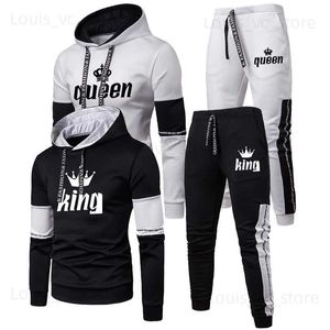 Men's Tracksuits 2024 Couples Hooded Tracksuit King or Queen Print Lovers Hoodies Sets Sweatshirt +Jogging Sweapants 2PCS Suits Matching Clothing T230910