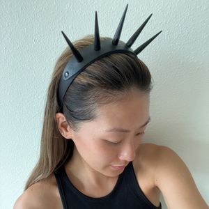 Cabelo de casamento jóias preto cravado headband goth headpiece metal spikes couro falso headwear traje cosplay gótico acessórios de halloween 230909