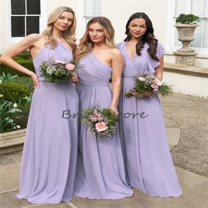 Lavendel-Flieder-Brautjungfernkleid mit mehreren Boho-Strand-Chiffon-Trauzeugin-Bodenlängen 2023, elegantes Hochzeitsgast-Partykleid für formelle Anlässe