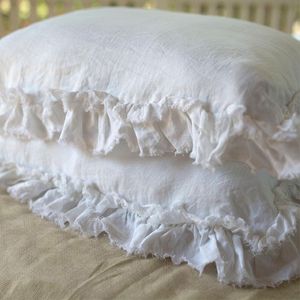 Caso de travesseiro Ruffled Shams Shabby Chic Fronhas Farmhouse Ruffle Country Elegante 100 Francês Lavado Linho Vintage Decorativo TJ7335 230909