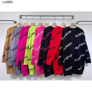 풀오버 코트 양모 스웨터 드레스 여성 Balencaigalies 브랜드 Kint Crew Neck Sweeters Balencigalies 8 컬러 킨트 탑 및 새로운 블렌드 여자 겨울 옷