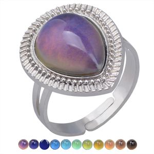 Update Retro Temperature Measurement Ring Sensing Changing Color Water Drop Heart Mood Ring Women Fashion Jewelry