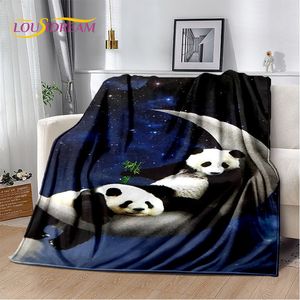 Filtar 3D Cartoon Cute Panda Filt Flanell Throw Kid Warm For Home Living Room Bedroom Beds Soffa Picnic Cover 230909