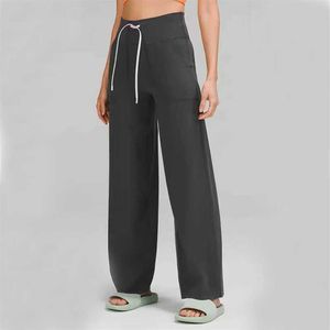 Kvinnor Yoga Loose Pants L138 Excerise Sport Gym Damer Running Casual Long Pant Elastic High midje breda benbyxor Jogging Dance 2224